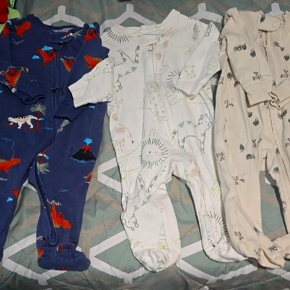 Kids One Piece Pajamas - Blue, White, Cream